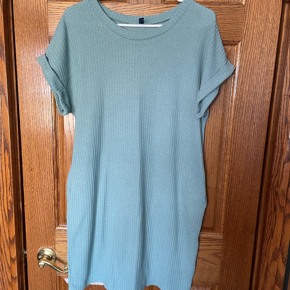 🦋3 for $10🦋 Blue Waffle Knit T-Shirt Dress